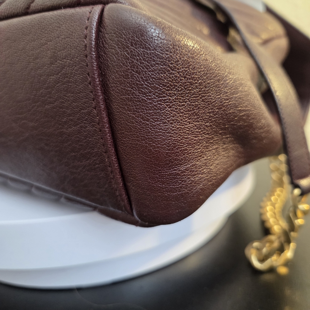 YVES SAINT LAURENT Cassandra Envelope Bag Authentic Burgundy Leather - Picture 5 of 15